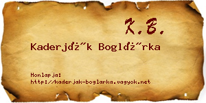 Kaderják Boglárka névjegykártya