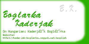 boglarka kaderjak business card